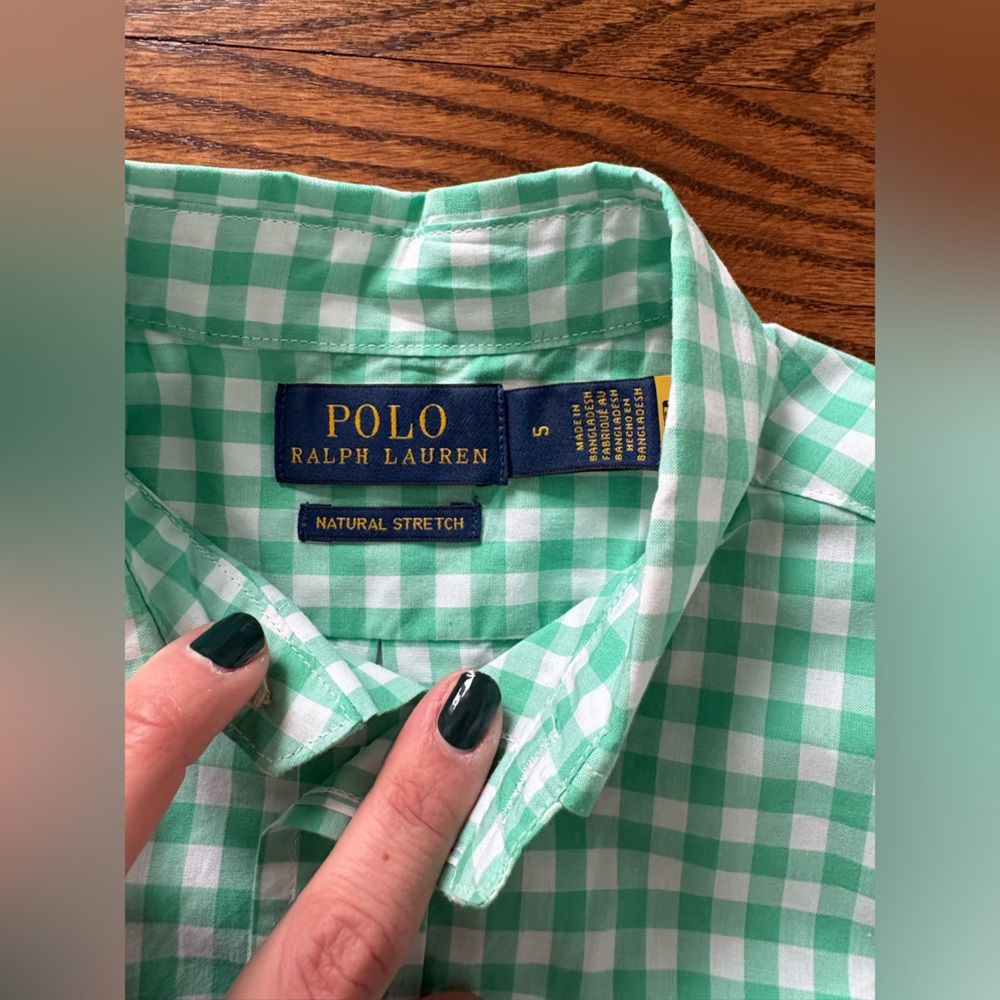 Ralph Lauren Mint Green Checkered Men's Shirt - Picture 2 of 3